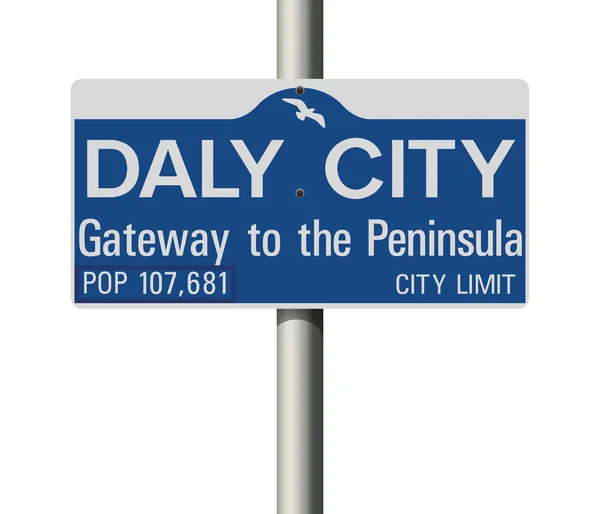 Ilustración Vectorial Señal Tráfico Azul Daly City California City Limit — Vector de stock