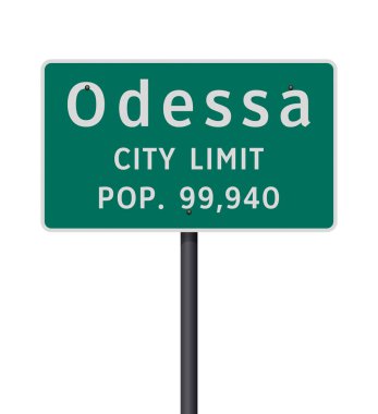 Odessa Şehir Sınırı yeşil yol işaretinin vektör illüstrasyonu