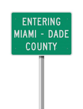 Miami-Dade İlçesine giriş yeşil yol işaretinin vektör illüstrasyonu