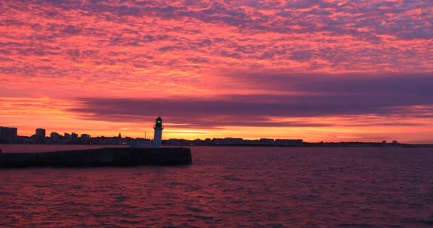 Sonnenaufgang Über Der Bucht Von Sables Olonne Vendee Frankreich — Stockvideo