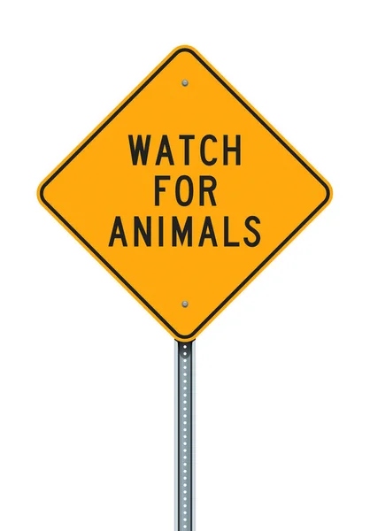 Vector Illustration Watch Animals Yellow Road Sign — Stok Vektör