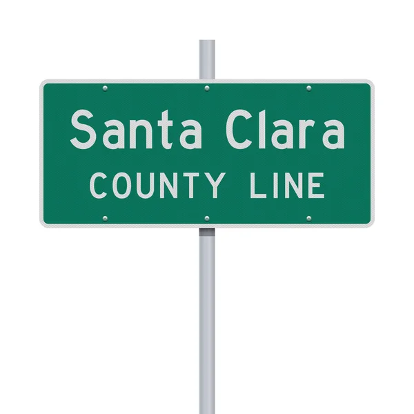 Vector Illustration Santa Clara County Line Green Road Sign — ストックベクタ