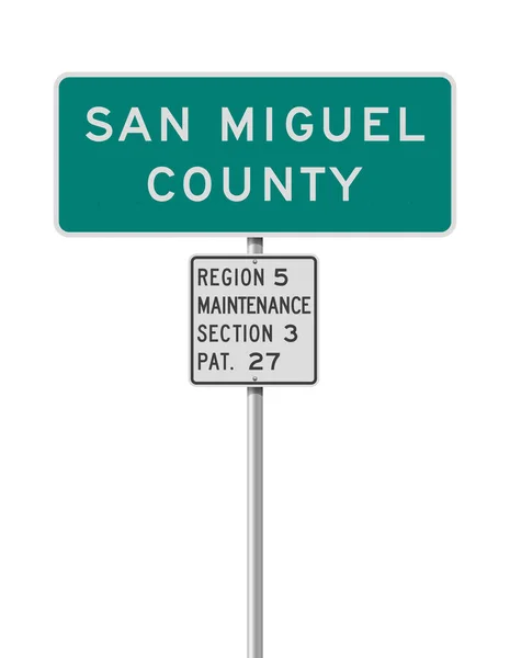 Vector Illustration San Miguel County Green Road Sign — 스톡 벡터