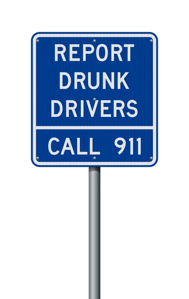 Vector Illustration Report Drunk Driver Blue Road Sign — Stock Vector