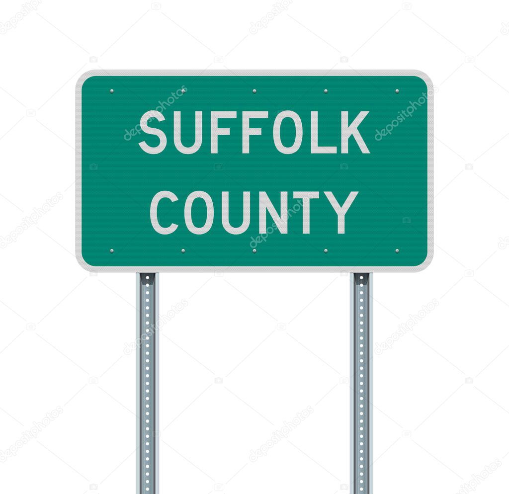 Vector illustration of the Suffolk County green road sign