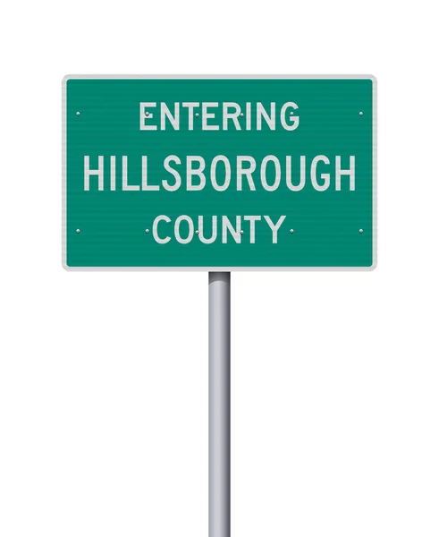 Ilustración Vectorial Señal Tráfico Verde Del Condado Hillsborough Poste Metálico — Archivo Imágenes Vectoriales
