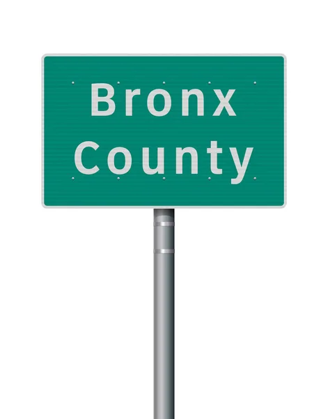 Illustration Vectorielle Panneau Vert Comté Bronx Sur Poteau Métallique — Image vectorielle