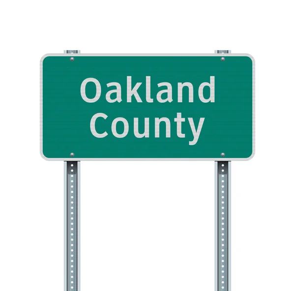 Vektorillustration Des Grünen Straßenschildes Von Oakland County Auf Metallpfosten — Stockvektor