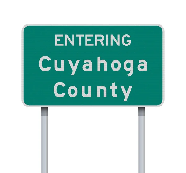 Vector Illustration Entering Cuyahoga County Green Road Sign Metallic Posts — Stock Vector