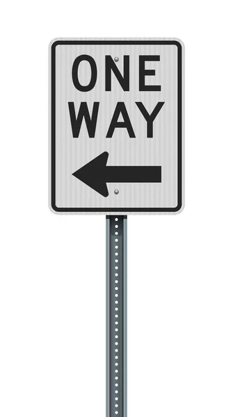 Vector Illustration One Way Vertical Left Arrow Road Sign Metallic — Stockvektor