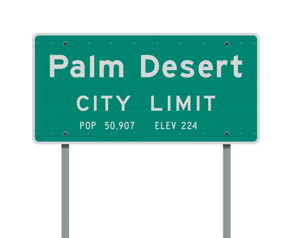 Illustration Vectorielle Signalisation Verte Palm Desert City Limit Sur Les — Image vectorielle