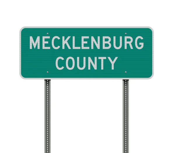 金属柱上的梅克伦堡州绿色道路标志的矢量图解 — 图库矢量图片