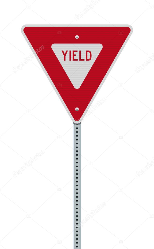 Vector illustration of the Yield downward-pointing triangle road sign