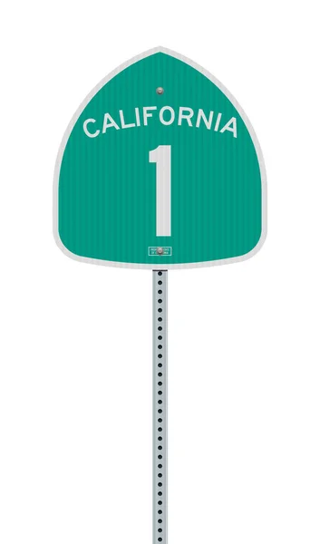 Ilustración Vectorial Señal Verde Carretera Estatal California Poste Metálico — Archivo Imágenes Vectoriales