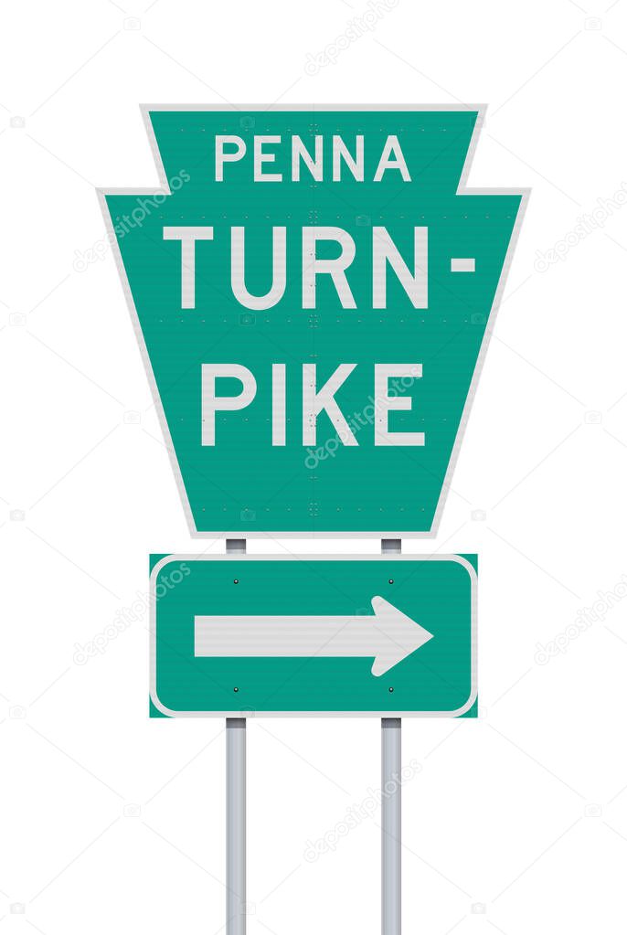 Vector illustration of the Penna Turnpike road sign on metallic posts