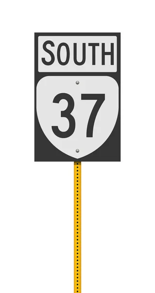 Vector Illustration Virginia State Highway Road Sign Metallic Yellow Post — Stock Vector