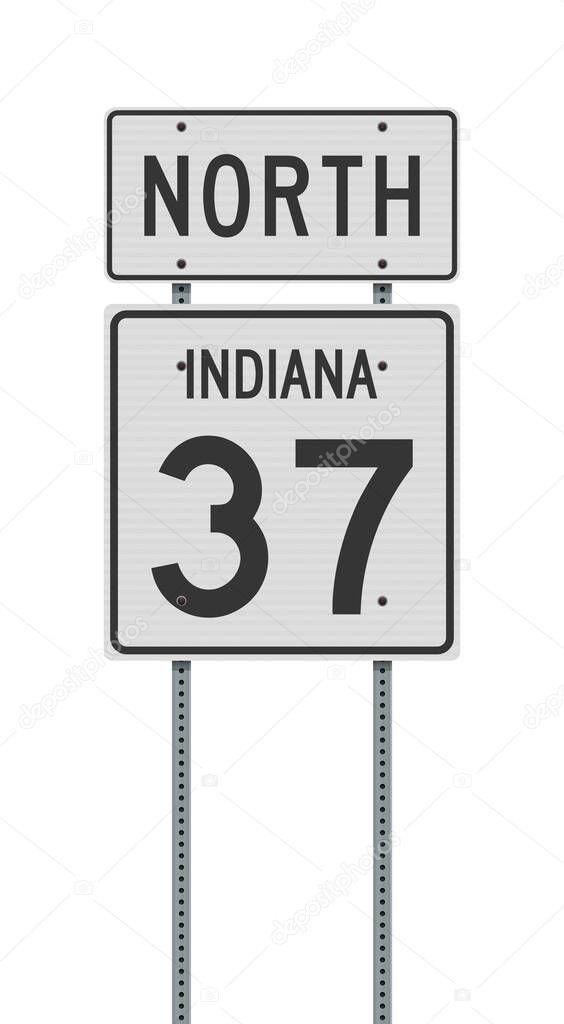 Vector illustration of the Indiana State Highway road sign on metallic posts