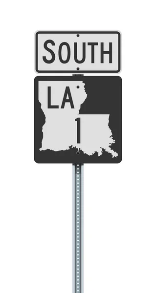 Ilustração Vetorial Placa Rodoviária Louisiana State Highway Poste Metálico — Vetor de Stock
