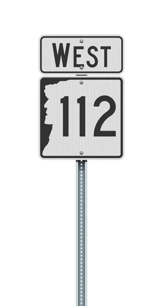 金属ポスト上のニューハンプシャー州道112号線と西道路標識のベクトル図 — ストックベクタ