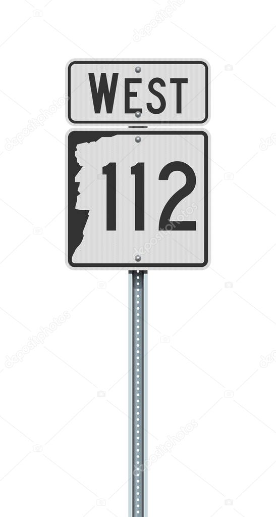 Vector illustration of the New Hampshire State Highway 112 and West road signs on metallic post