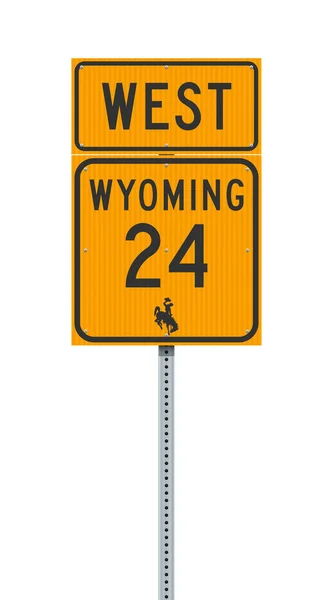 Ilustración Vectorial Las Señales Tráfico Wyoming State Highway West Postes — Vector de stock
