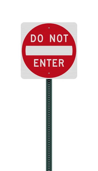 Vector Illustration Enter Road Sign Metallic Post — Stock Vector