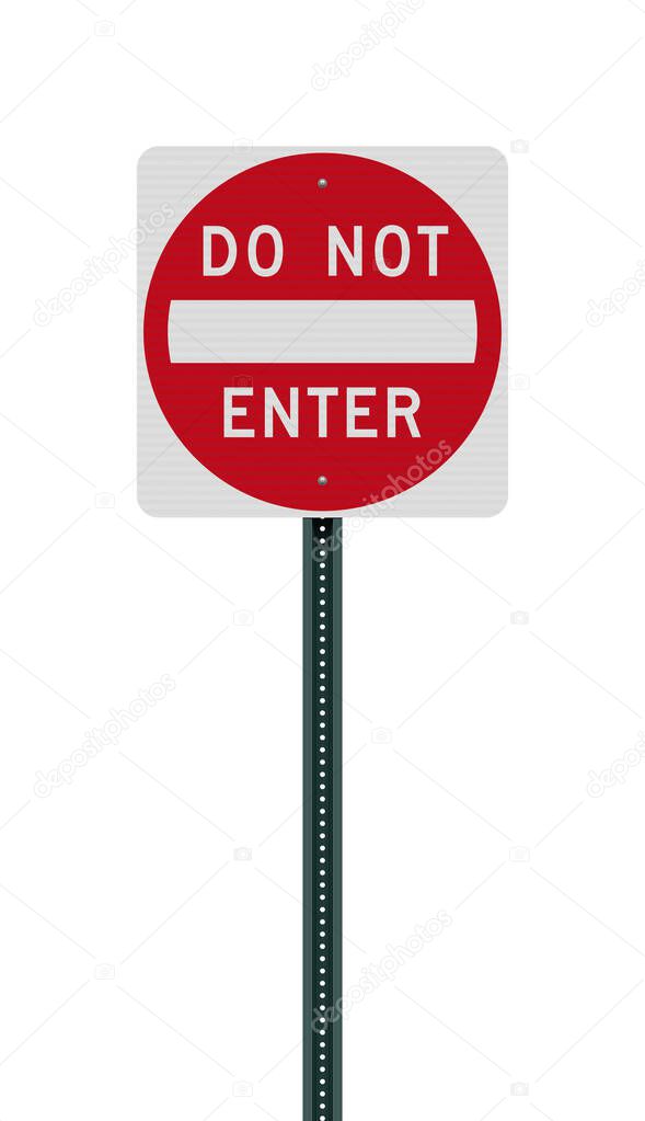 Vector illustration of the Do Not Enter road sign on metallic post