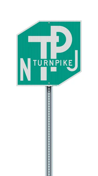 Vector Illustration New Jersey Turnpike Road Sign Metallic Post — Stock Vector