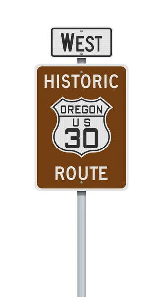 Векторная Иллюстрация Исторических Знаков Орегон Запад Металлическом Столбе — стоковый вектор