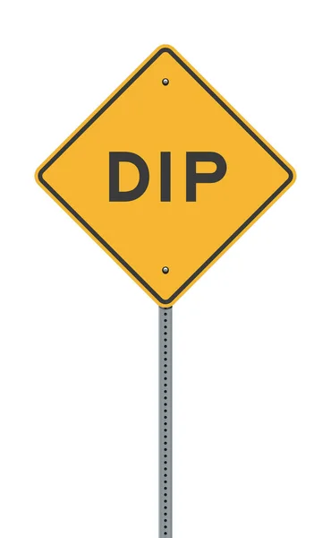 Vector Illustratie Van Het Dip Yellow Diamond Verkeersbord Metalen Paal — Stockvector