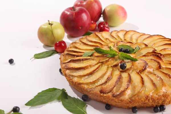 Apples and Apple Pie on white background