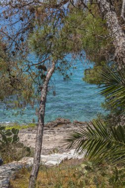 Yazın Yunanistan 'da deniz kenarında tatil
