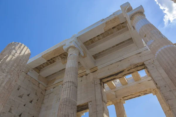 Oude Ruïnes Van Acropolis Athene Blauwe Lucht — Stockfoto