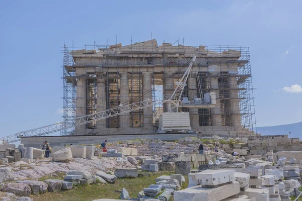 Antika Ruiner Akropolis Aten Blå Himmel — Stockfoto