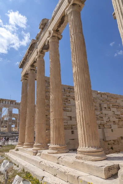 Oude Ruïnes Van Acropolis Athene Blauwe Lucht — Stockfoto