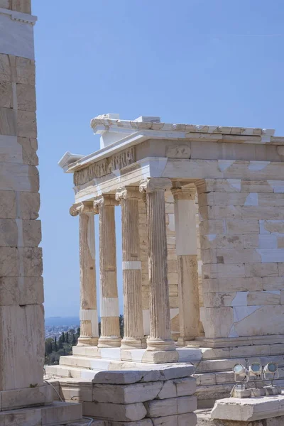 Antika Ruiner Akropolis Aten Blå Himmel — Stockfoto