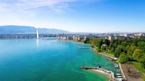 4K Aerial footage of Geneva city  in Switzerland -UHD — Stock Video