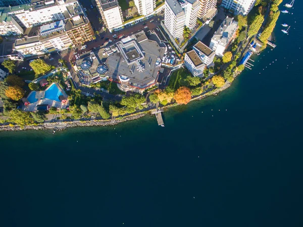 Vue aérienne du front de mer de Montreux, Suisse — Photo