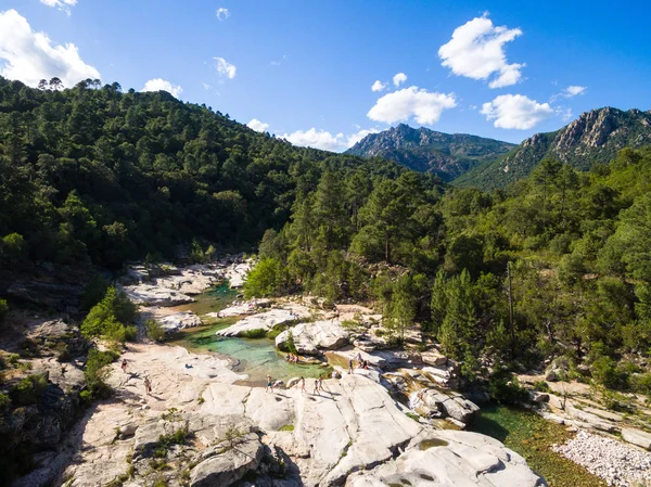 Aerial  view of Cavu natural pool near Tagliu Rossu and Sainte L — Stock Photo, Image