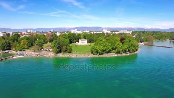 Imágenes aéreas 4K de la ciudad de Ginebra en Suiza-UHD — Vídeos de Stock