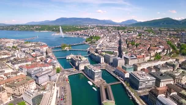 4k Luftaufnahmen der Stadt Genf in der Schweiz -uhd — Stockvideo