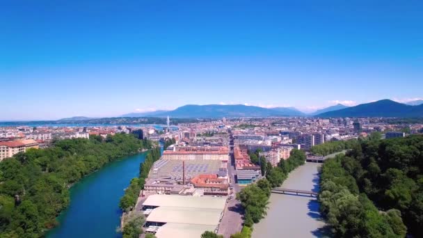 4K Filmati aerei della città di Ginevra in Svizzera-UHD — Video Stock