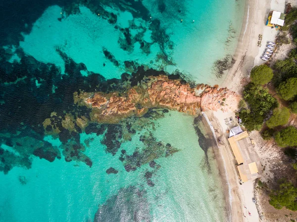 Palombaggia Beach Korsika Adası Fransa'da havadan görünümü — Stok fotoğraf