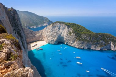 Navagio plaj batık cliff görünümü Zakynthos (Zante)