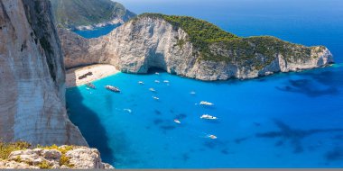 Navagio plaj batık cliff görünümü Zakynthos (Zante)