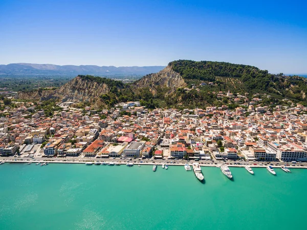 Flygfoto över Zakynthos stad i Zante ön i Grekland — Stockfoto