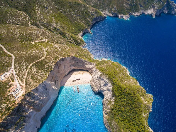 Navagio plaj batık Zakynthos (Zante) Isl havadan görünümü