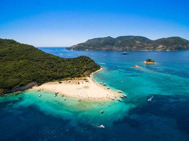 Zakynthos (Zante) Adası, Marathonisi Adası'nın hava görünümünü ben