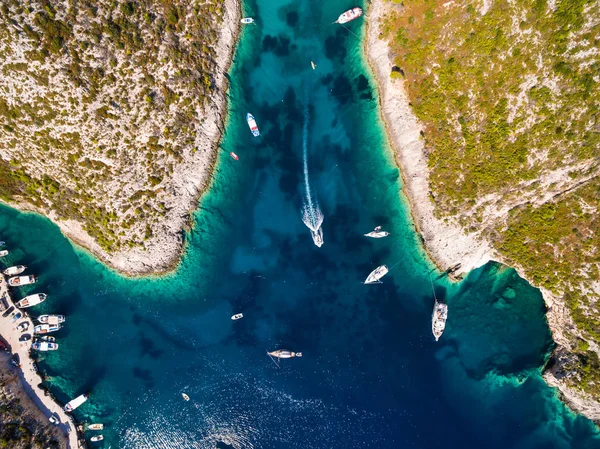 Vista aérea da praia de Porto Vromi na ilha de Zakynthos (Zante), i — Fotografia de Stock