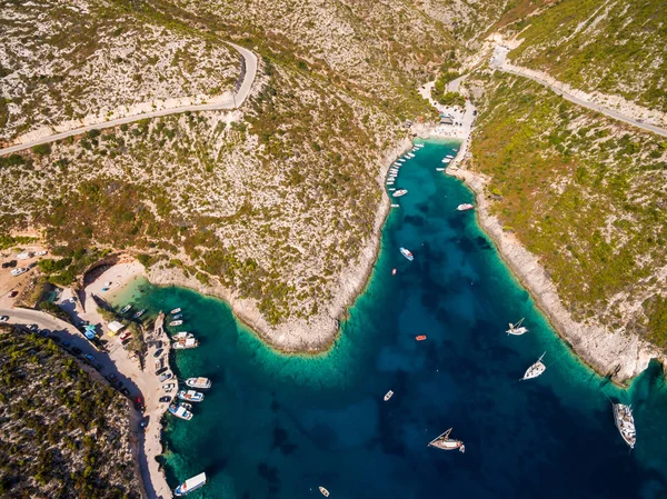 Veduta aerea della spiaggia di Porto Vromi nell'isola di Zante, i — Foto Stock